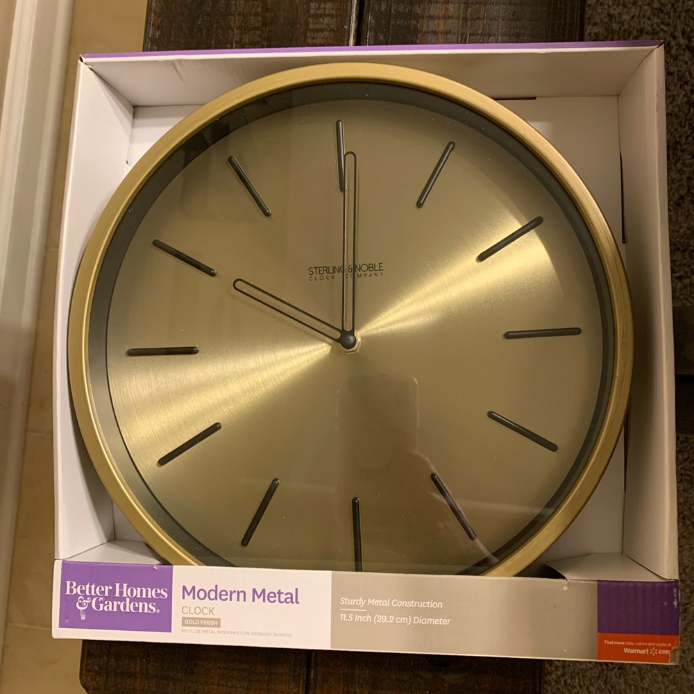 Better Homes & Gardens Modern Clock, Gold Finish